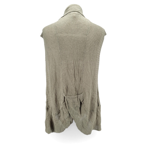 POL Gray Green Knit Vest Cardigan‎ Small – Slouchy Open Drape Sleeveless - Picture 2 of 5